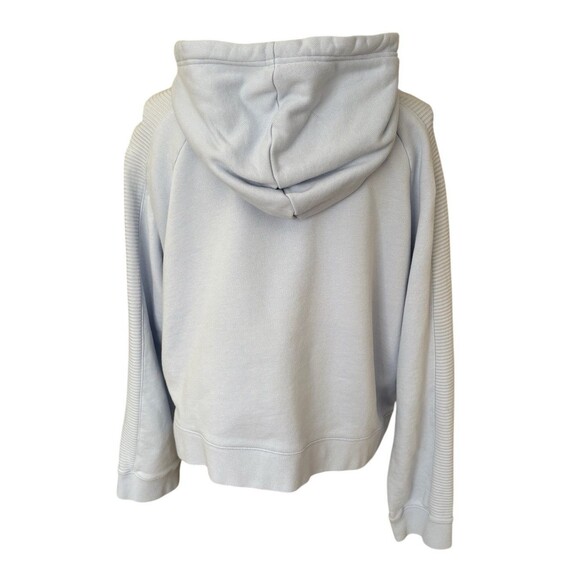 Adidas Cropped Hoodie Sweatshirt Women’s XL Lt Blue Trefoil Logo Black Velvet - Picture 4 of 14